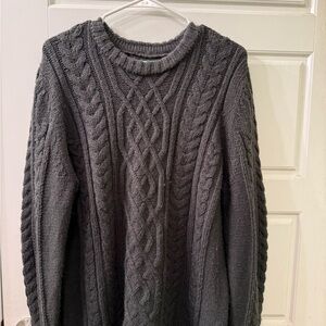 Vintage American Eagle Charcoal Cable Knit Cardigan Size Large